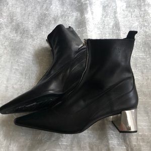 Zara Black Ankle Boot With Mirror Heel